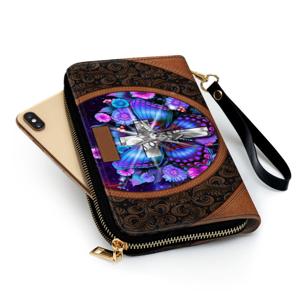 Butterfly Cross Clutch Purse For Women - Personalized Name - Christian Gifts For Women