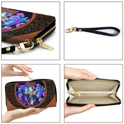Butterfly Cross Clutch Purse For Women - Personalized Name - Christian Gifts For Women