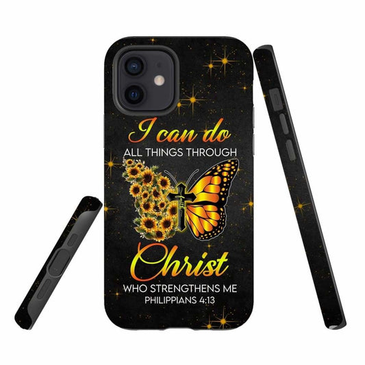 Butterfly Cross Faith - I Can Do All Things Through Christ Phone Case - Bible Verse Phone Cases Samsung