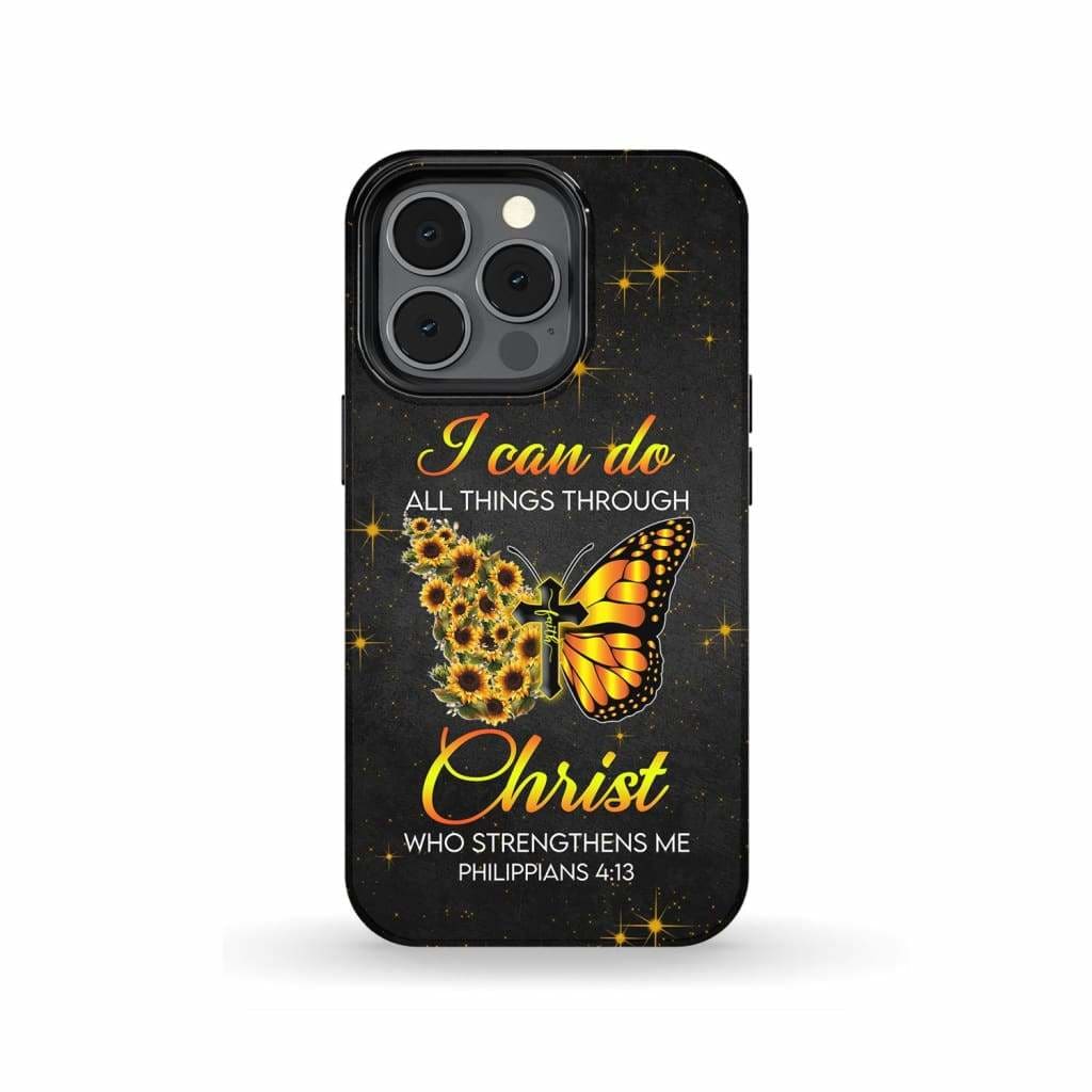 Butterfly Cross Faith - I Can Do All Things Through Christ Phone Case - Bible Verse Phone Cases Samsung