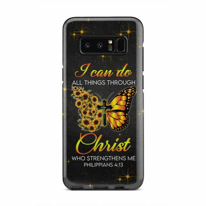 Butterfly Cross Faith - I Can Do All Things Through Christ Phone Case - Bible Verse Phone Cases Samsung