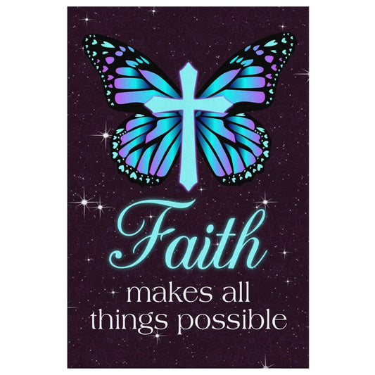 Butterfly Cross Faith Makes All Things Possible Christian Canvas Wall Art - Christian Canvas Prints - Bible Verse Canvas