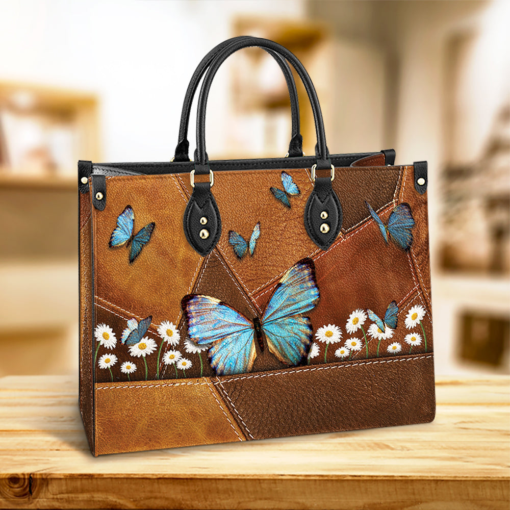 Butterfly Daisy Beautiful Leather Bag - Women's Pu Leather Bag - Best Mother's Day Gifts