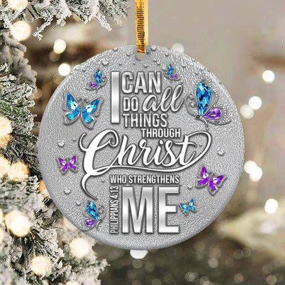 Butterfly Faith Ceramic Circle Ornament - Decorative Ornament - Christmas Ornament