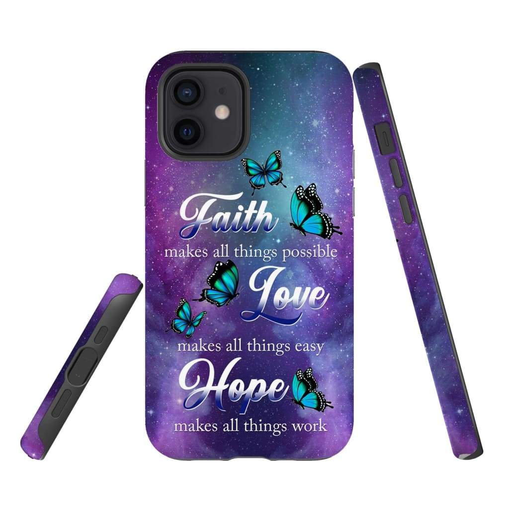 Butterfly Faith Makes All Things Possible Christian Phone Case - Bible Verse Phone Cases Samsung