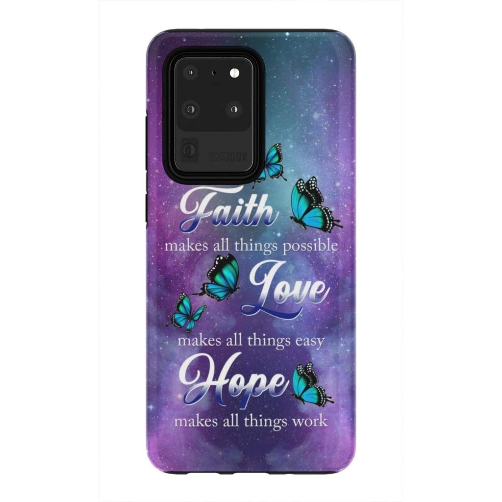 Butterfly Faith Makes All Things Possible Christian Phone Case - Bible Verse Phone Cases Samsung