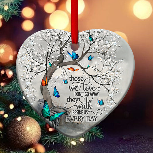 Butterfly Faith Memory Heart Ceramic Ornament - Christmas Ornament - Christmas Gift