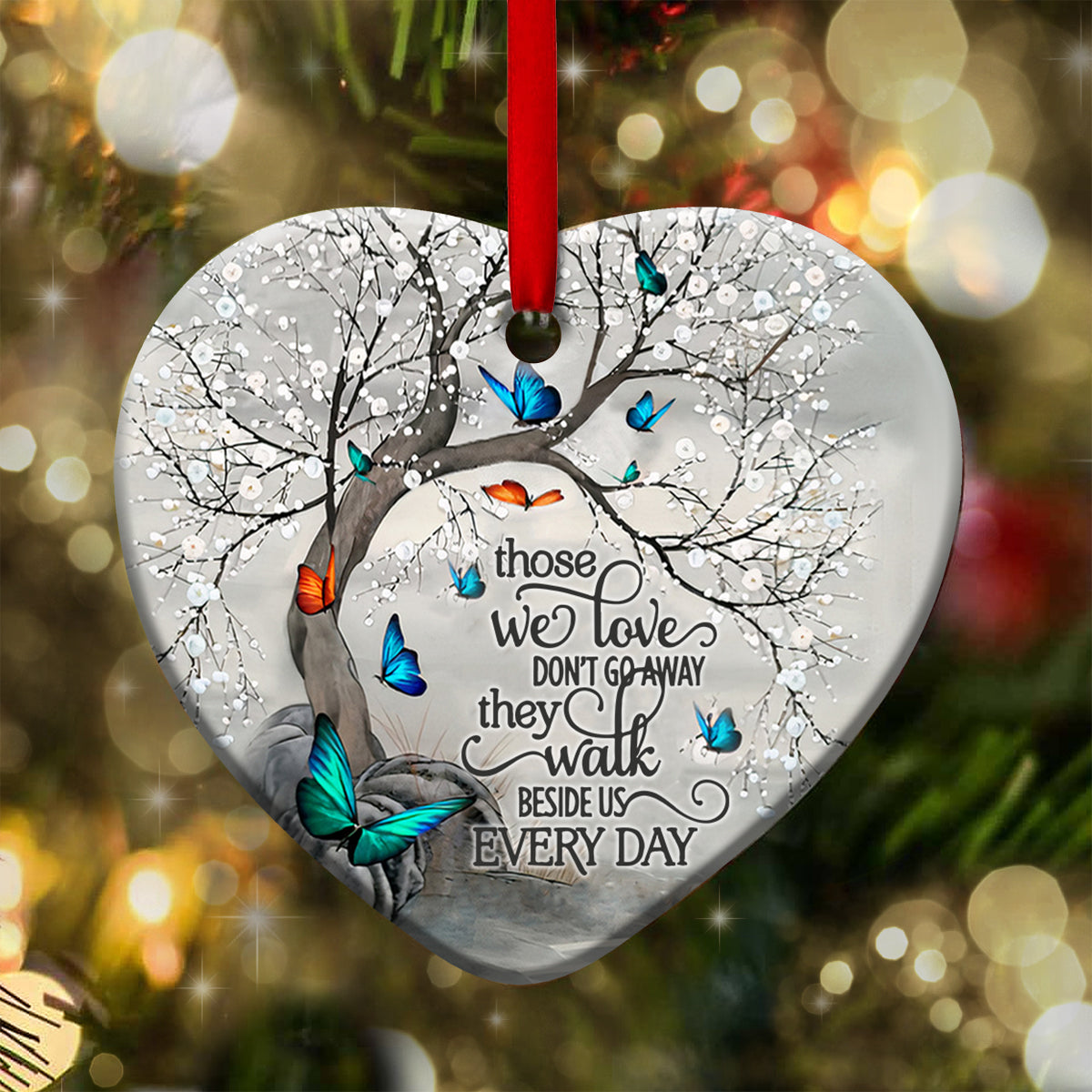 Butterfly Faith Memory Heart Ceramic Ornament - Christmas Ornament - Christmas Gift