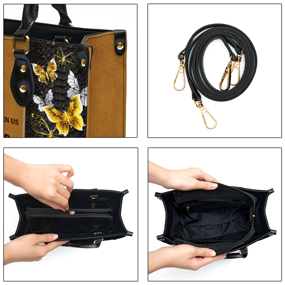 Butterfly For God Has Given Us A Spirit Of Power And Of Love Leather Handbag - Religious Gifts For Women