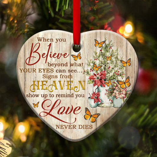 Butterfly Heart Ceramic Ornament - Christmas Ornament - Christmas Gift