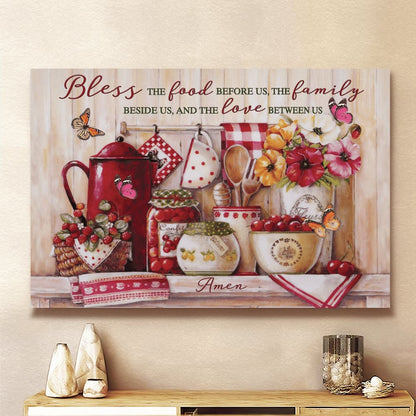 Butterfly Kitchen Utensils And Tools Bless The Food Before Us Canvas Wall Art - Christian Poster - Religious Wall Decor