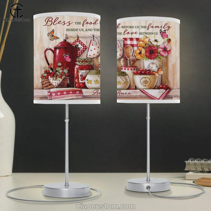 Butterfly Kitchen Utensils And Tools Bless The Food Before Us Table Lamp