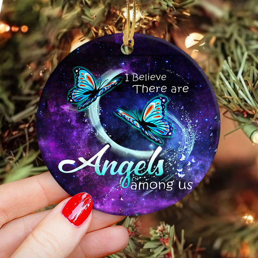 Butterfly Memorial Angels Among Us Circle Ornament - Christmas Ornament - Ciaocustom