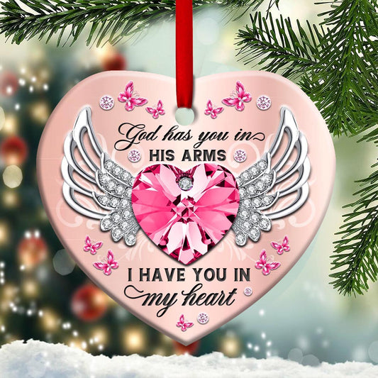 Butterfly Memorial God Has You In His Arms Heart Ceramic Ornament - Christmas Ornament - Christmas Gift