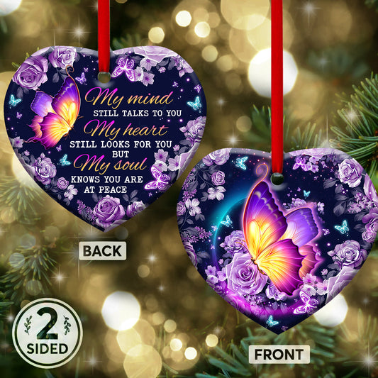 Butterfly Memorial Heart Ceramic Ornament - Christmas Ornament - Christmas Gift