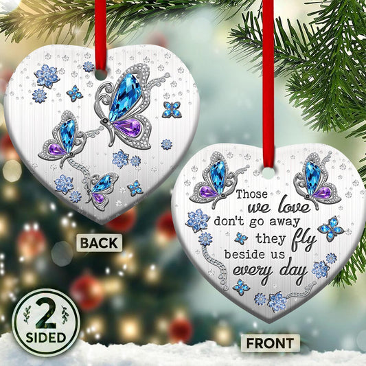 Butterfly Memorial Jewelry Style 2 Heart Ceramic Ornament - Christmas Ornament - Christmas Gift