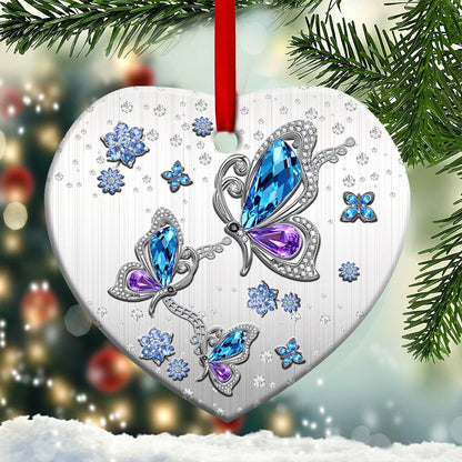 Butterfly Memorial Jewelry Style 2 Heart Ceramic Ornament - Christmas Ornament - Christmas Gift