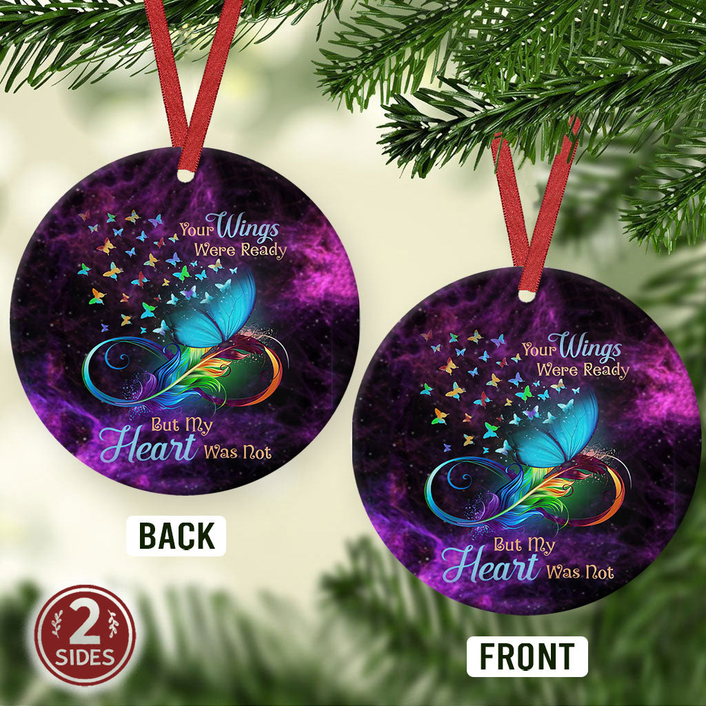 Butterfly Memorial Your Wings Were Ready Circle Ornament - Christmas Ornament - Ciaocustom