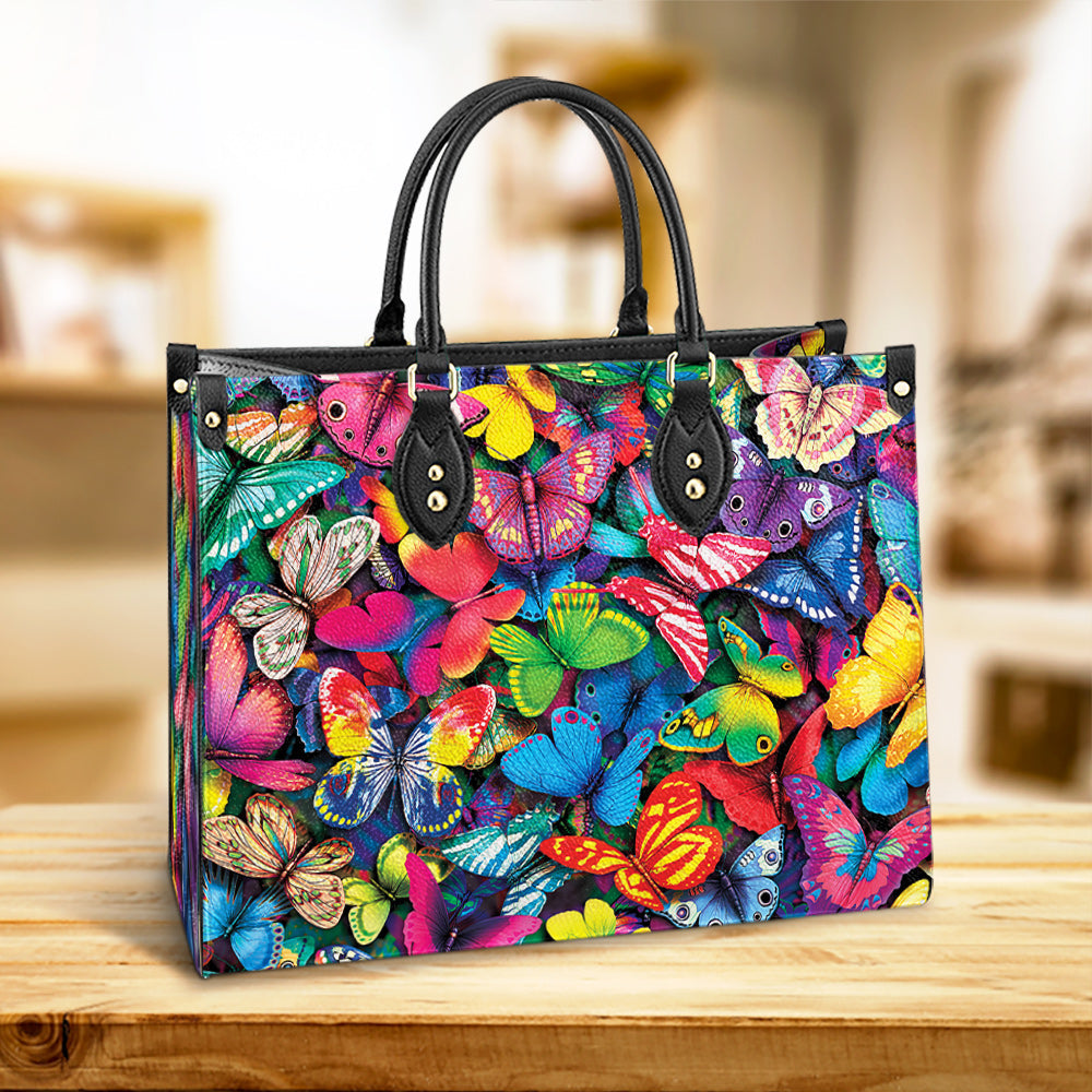 Butterfly Multicolor Pattern Style Leather Bag - Women's Pu Leather Bag - Best Mother's Day Gifts
