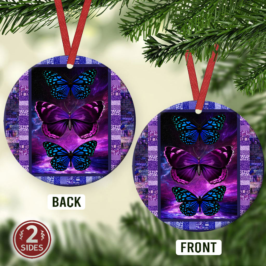 Butterfly Purple Circle Ornament - Christmas Ornament - Ciaocustom