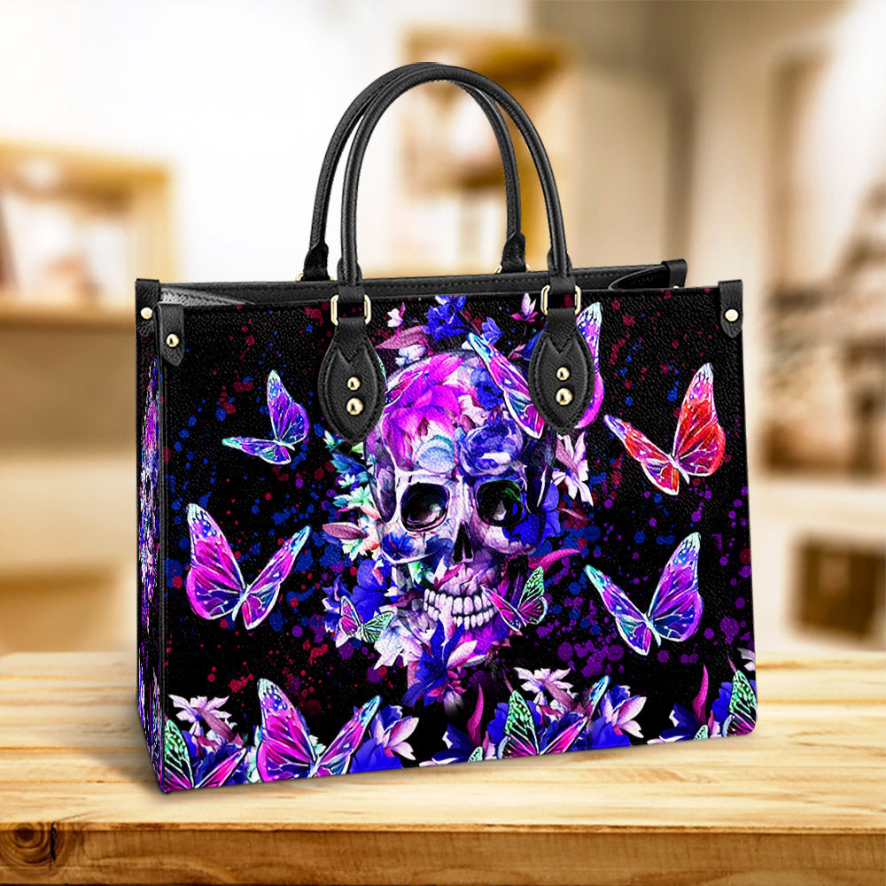 Butterfly Skull Beautiful Leather Bag - Women's Pu Leather Bag - Best Mother's Day Gifts