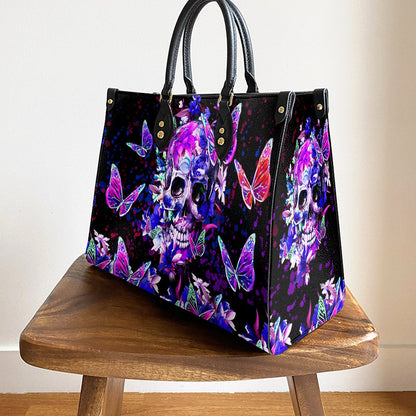 Butterfly Skull Beautiful Leather Bag - Women's Pu Leather Bag - Best Mother's Day Gifts