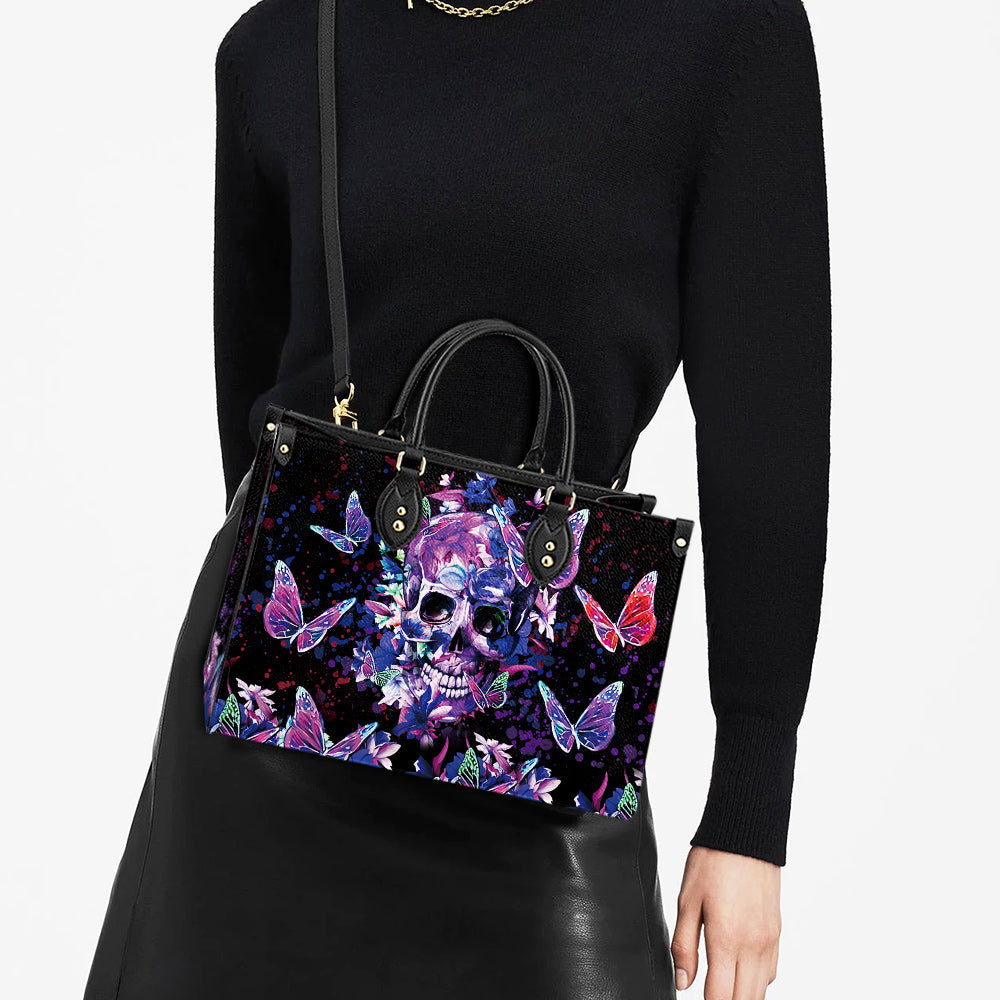 Butterfly Skull Beautiful Leather Bag - Women's Pu Leather Bag - Best Mother's Day Gifts