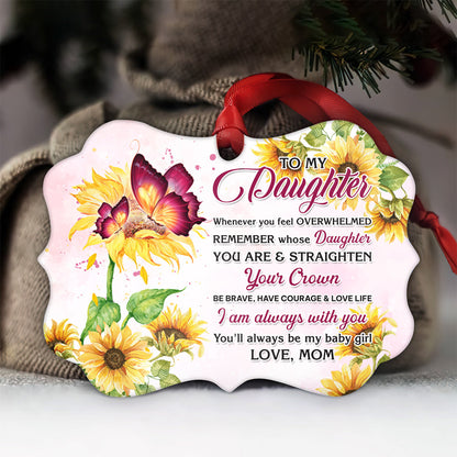  Butterfly Sunflower To My Daughter Metal Ornament - Christmas Ornament - Christmas Gift
