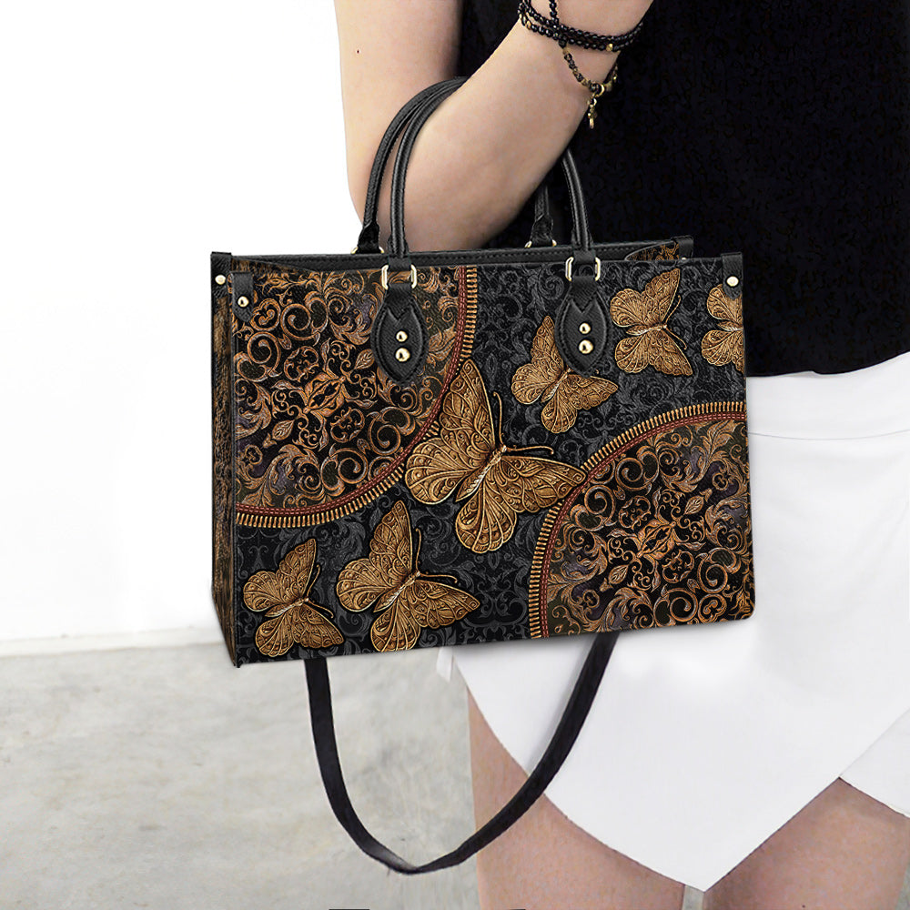 Butterfly Vintage Pattern Leather Bag - Women's Pu Leather Bag - Best Mother's Day Gifts