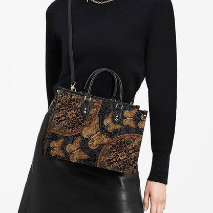 Butterfly Vintage Pattern Leather Bag - Women's Pu Leather Bag - Best Mother's Day Gifts