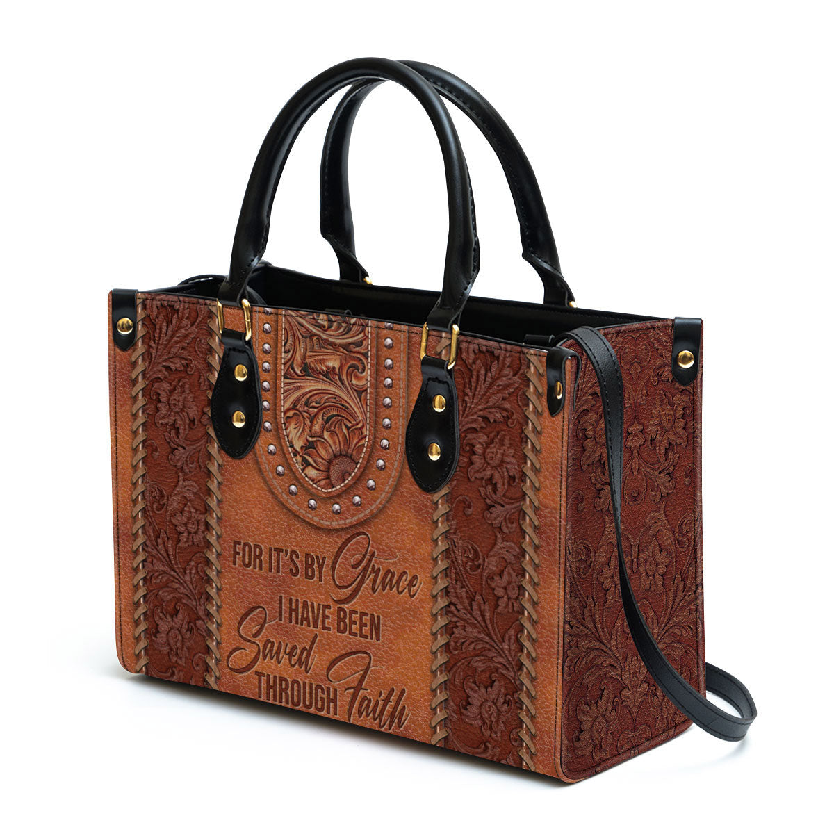 By Grace I Have Been Saved Through Faith - Must-Have Leather Bag - Christian Pu Leather Bags For Women