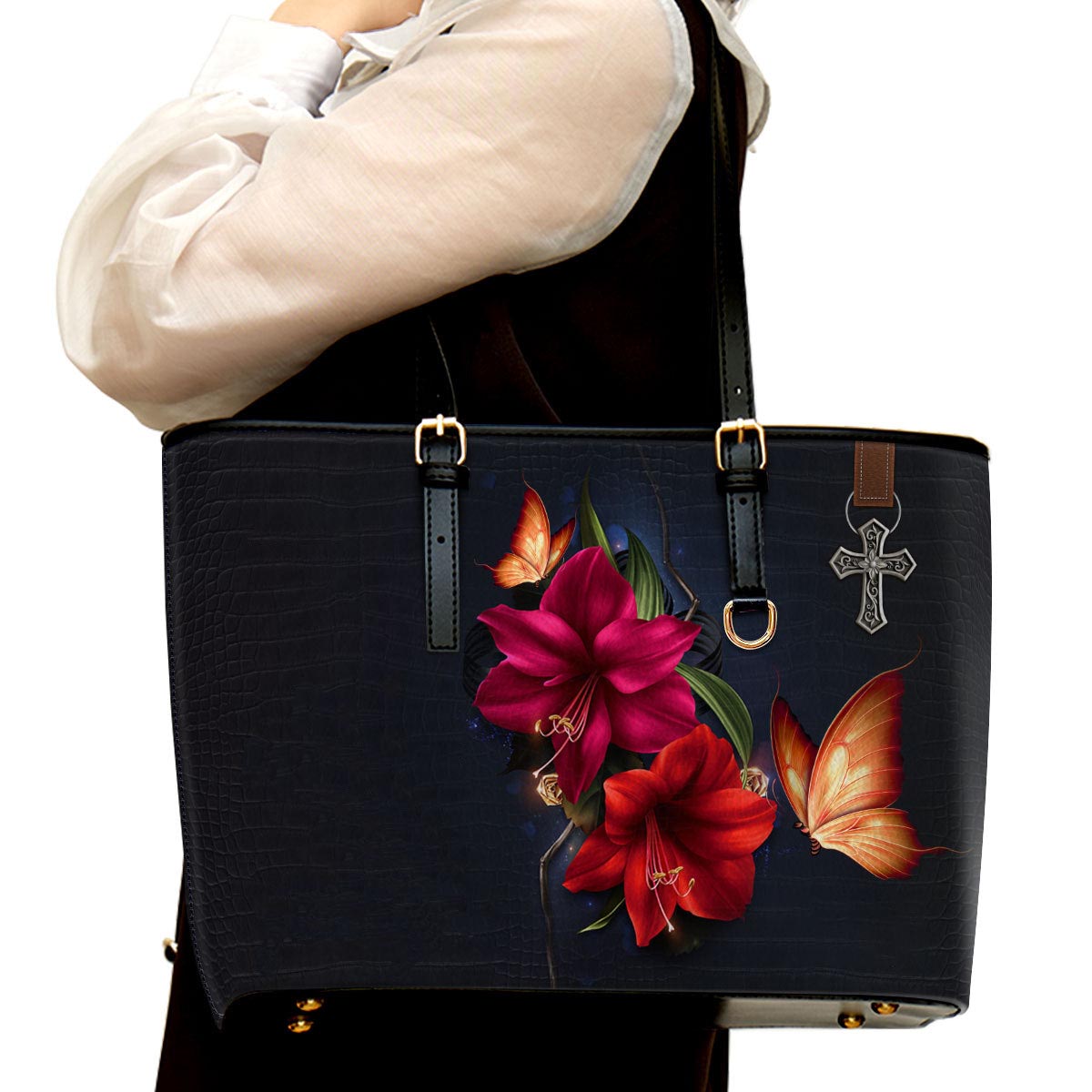 By Grace Through Faith Personalized Pu Leather Tote Bag For Women - Mom Gifts For Mothers Day