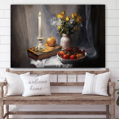 By The Candlelight Religious Wall Art Canvas - Wall Art Decor