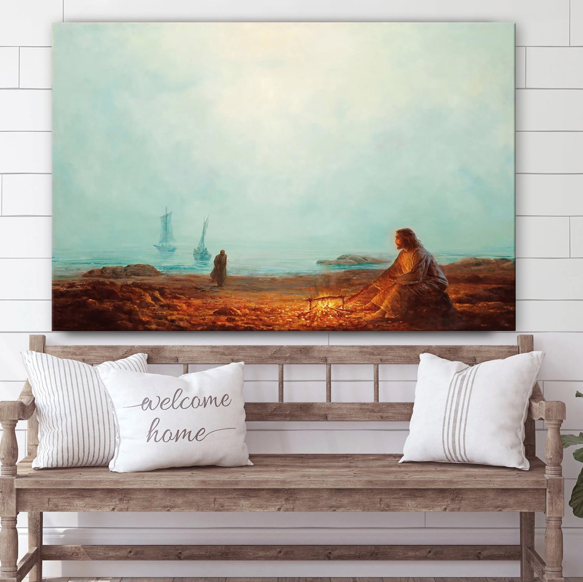 By The Shore Canvas Wall Art - Jesus Picture - Christian Wall Decor