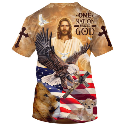 On Nation Under God American 3d All Over Print Shirt - Christian 3d Shirts For Men Women