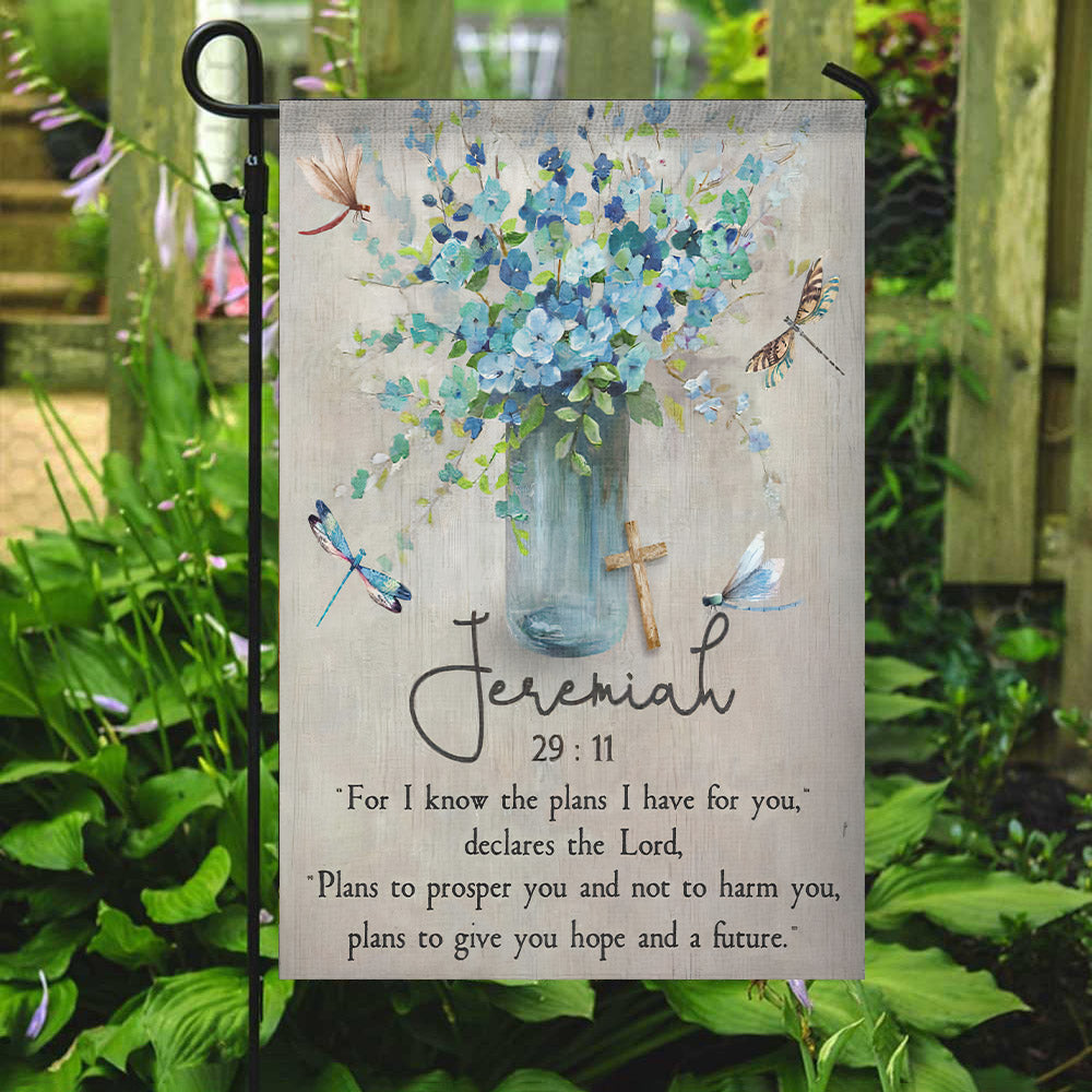 For I Know The Plans - Jeremiah 29:11 - Christian's Flag - Bible Verses Flag - Garden Flag - Decorative Flags - Christian Gift - Ciaocustom