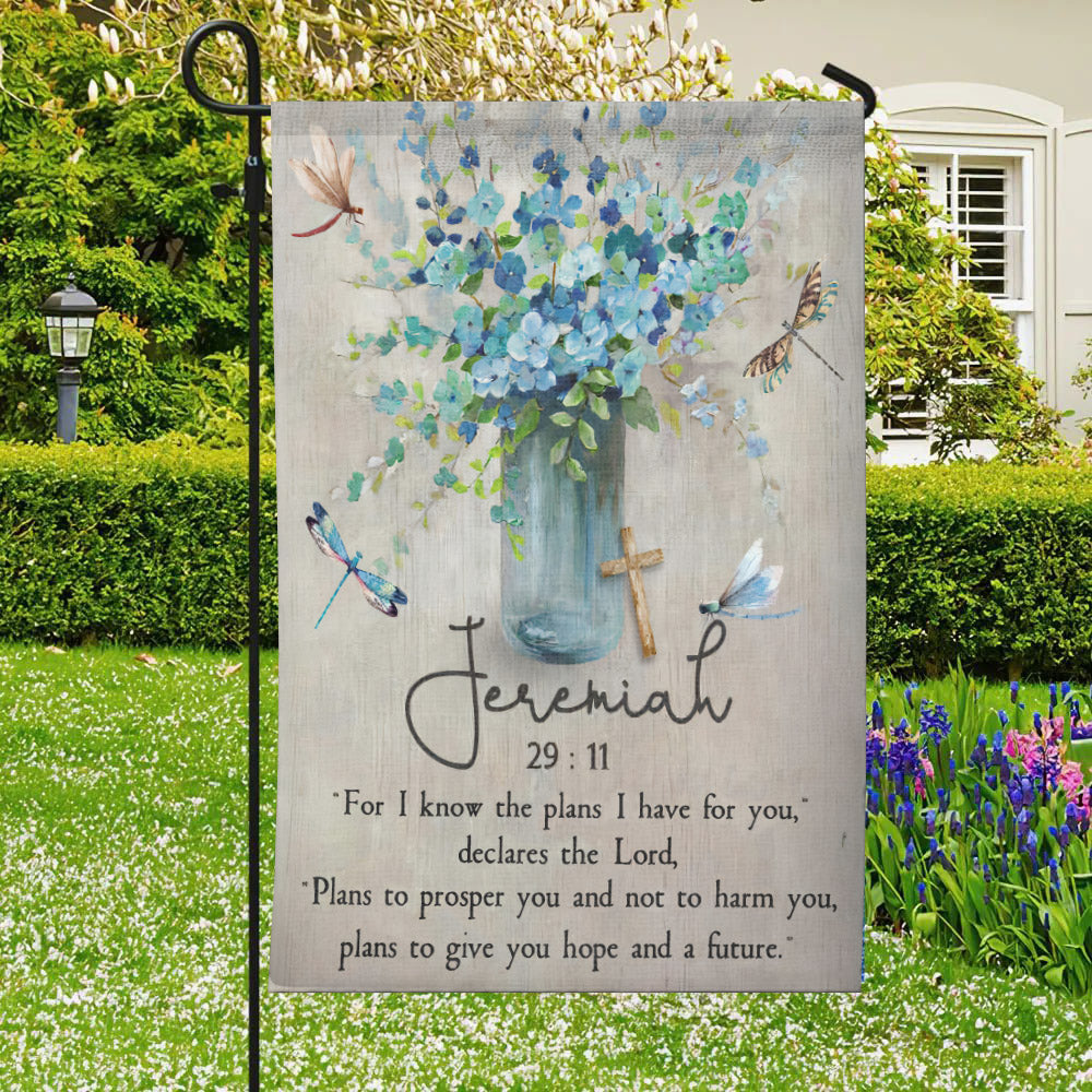 For I Know The Plans - Jeremiah 29:11 - Christian's Flag - Bible Verses Flag - Garden Flag - Decorative Flags - Christian Gift - Ciaocustom