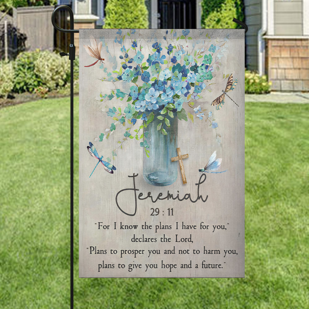For I Know The Plans - Jeremiah 29:11 - Christian's Flag - Bible Verses Flag - Garden Flag - Decorative Flags - Christian Gift - Ciaocustom