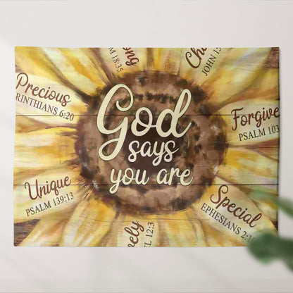 God Says You Are - Sunflower - Tapestry Wall Hanging - Christian Wall Art - Tapestries - Ciaocustom