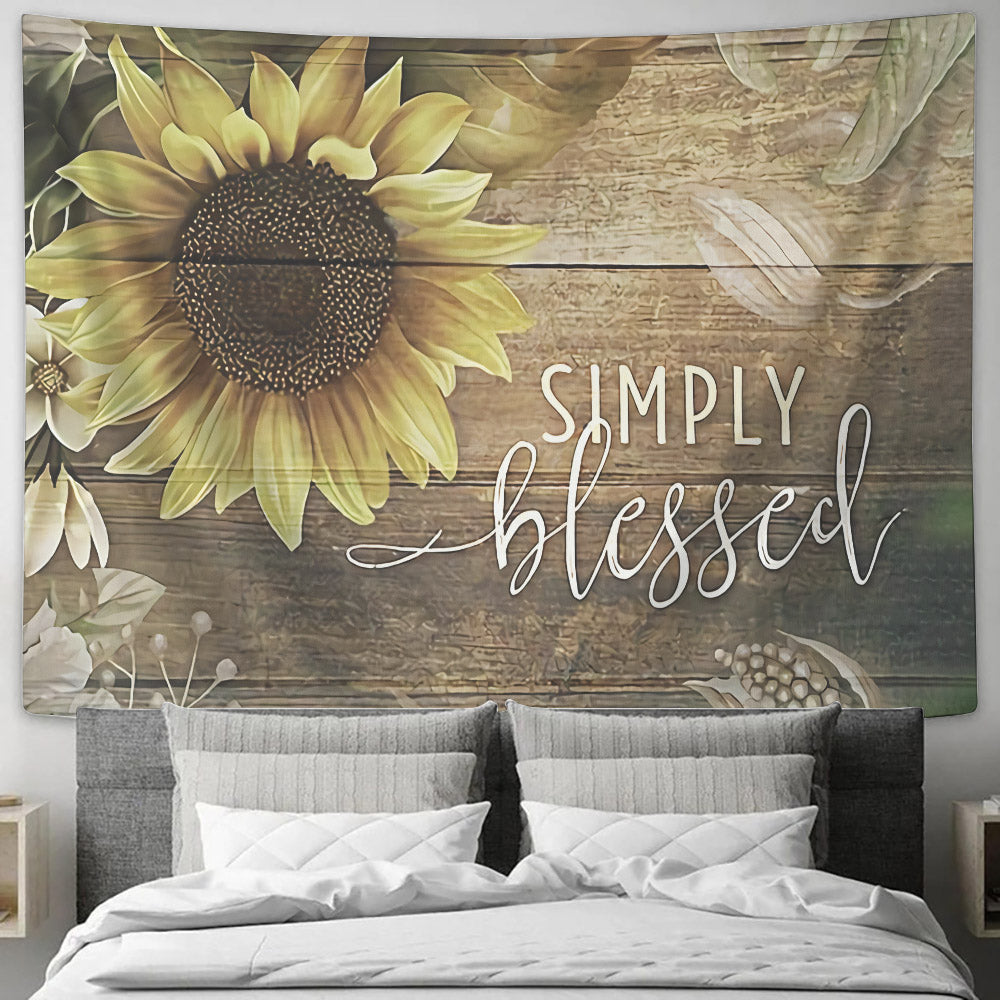 Simply Blessed - Sunflower - Tapestry Wall Hanging - Christian Wall Art - Tapestries - Ciaocustom