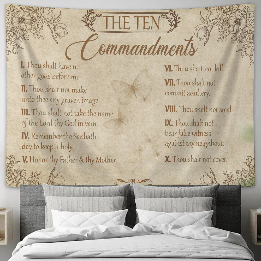 The Ten Commandments - Tapestry Wall Hanging - Christian Wall Art - Tapestries - Ciaocustom