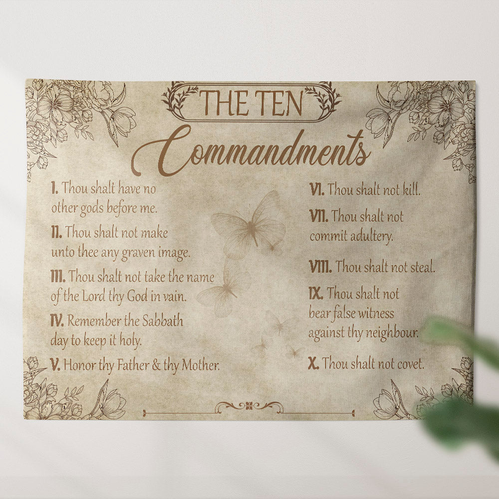 The Ten Commandments - Tapestry Wall Hanging - Christian Wall Art - Tapestries - Ciaocustom