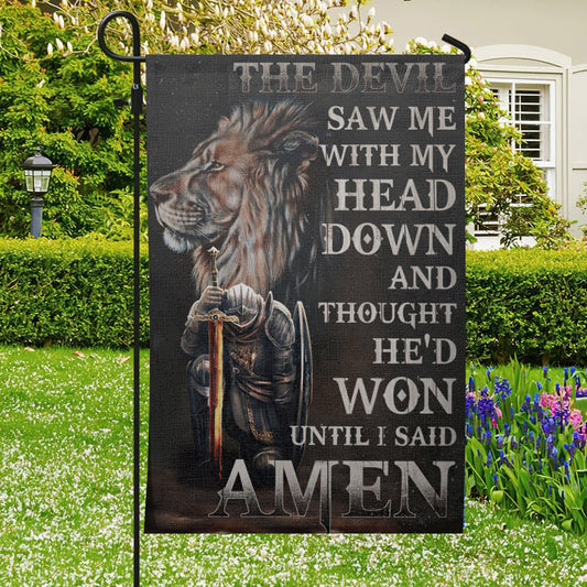 The Devil Saw Me With My Head Down Flag - Christian's Flag - Garden Decor - Garden Flag Stand - Christian Gift - Ciaocustom