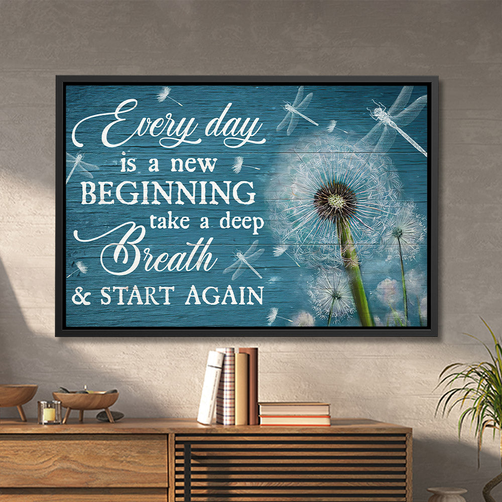 Every Day Is A New Beginning Take A Deep Breath Framed Canvas - Jesus Art Print - Faith Wall Art - Jesus Canvas - Christian Gift - Ciaocustom