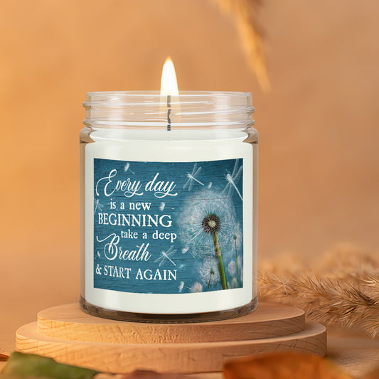 Every Day Is A New Beginning Take A Deep Breath - Christian Candles - Bible Verse Candles - Natural Candle - Soy Wax Candle 9oz - Ciaocustom