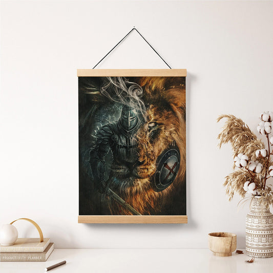 Warrior Lion Poster Hanger - Canvas Wall Hanging - Ciaocustom