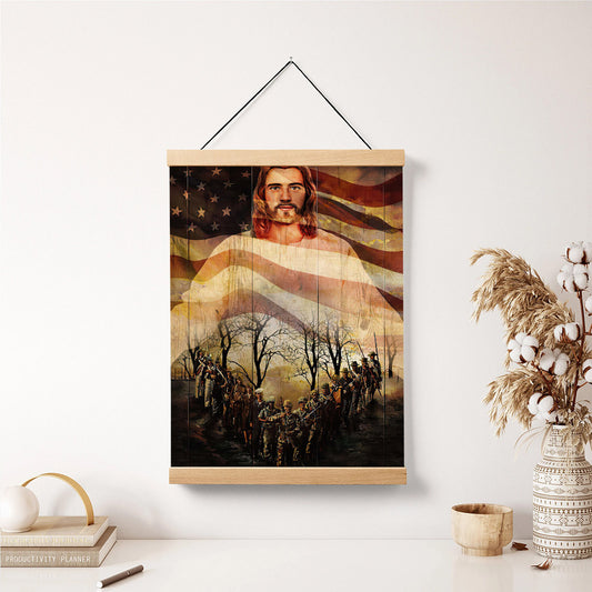 Jesus Christ And American Veteran Poster - Jesus Canvas