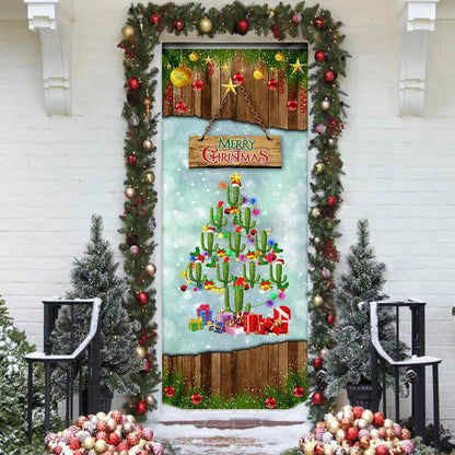 Cactus Christmas Tree Door Cover - Front Door Christmas Cover - Christmas Outdoor Decoration