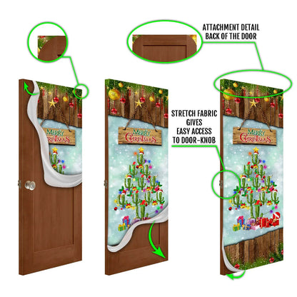 Cactus Christmas Tree Door Cover - Front Door Christmas Cover - Christmas Outdoor Decoration