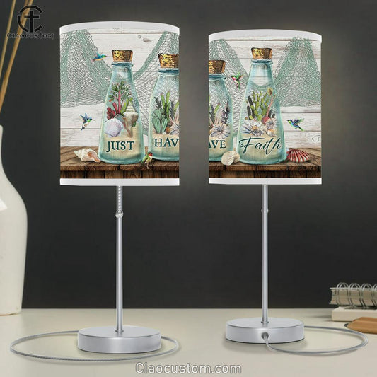 Cactus Just have faith Table Lamp For Bedroom - Bible Verse Table Lamp - Religious Room Decor
